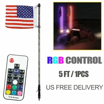 5FT 6FT LED Flag Whip Light Set For Off-road ATV RGB Multicolor Flagpole Lights KD021