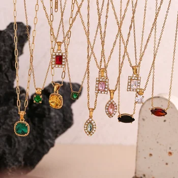 2024 Jewelry Trends Shining Zircon Pendant Necklace Colorful Christmas Jewelry Gift For Women