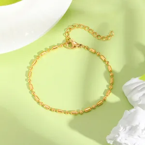 Wholesale Fashion Stainless Steel Rice Beads Bracelet Simple Stylish Waterproof Anti-Faded Gold-Plated Bracelets