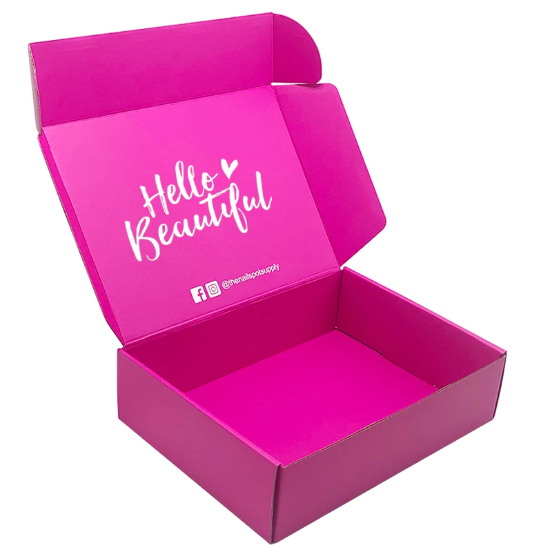 Custom Logo Shipping Pink Box Cosmetic Set Mailing Skin Care Corrugated Packaging  Boxes Guangzhou Yison Printing Co.,Ltd