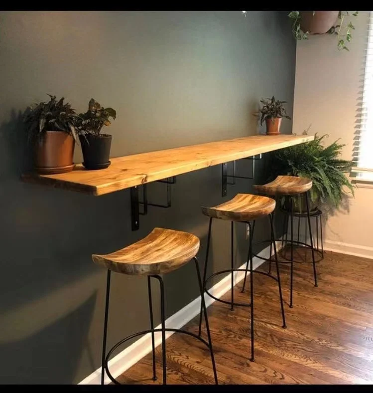 High End Vintage Industrial Retro Latest Design Fashionable Long Restaurant Island Kitchen Wood Slab High Bar Table