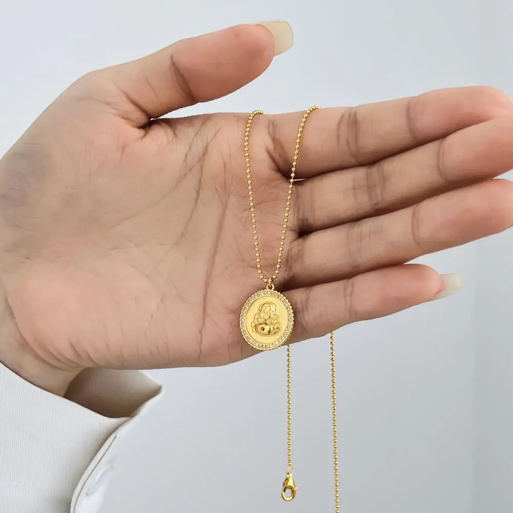 KAKODIY Women's Fashion Gold Plated Luxury Fashion 925 Sterling Silver Round Pendant Jewelry Necklace detail 4