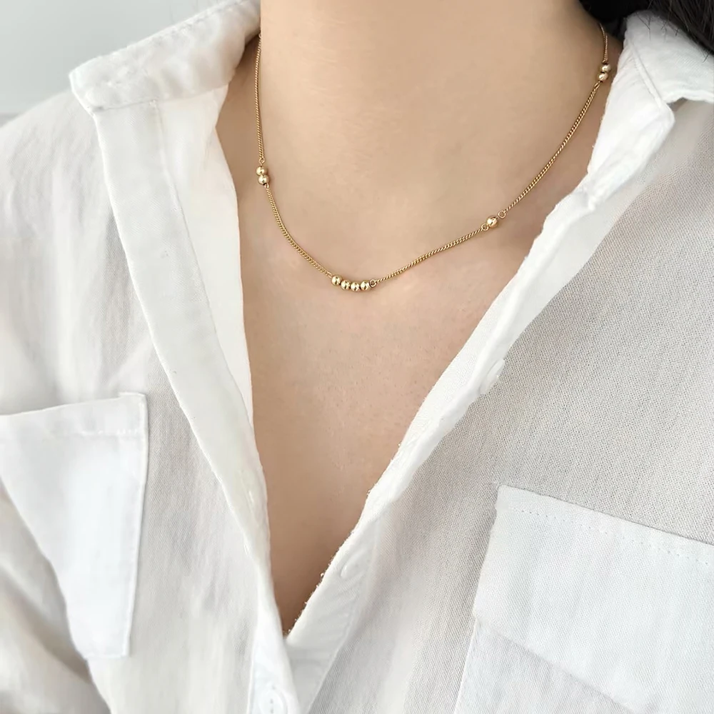 KAKODIY Unique Asymmetrical 925 Sterling Silver Chain Glossy Beads Pendant Necklace for Women Girls Daily Wear and Dress Up detail 7