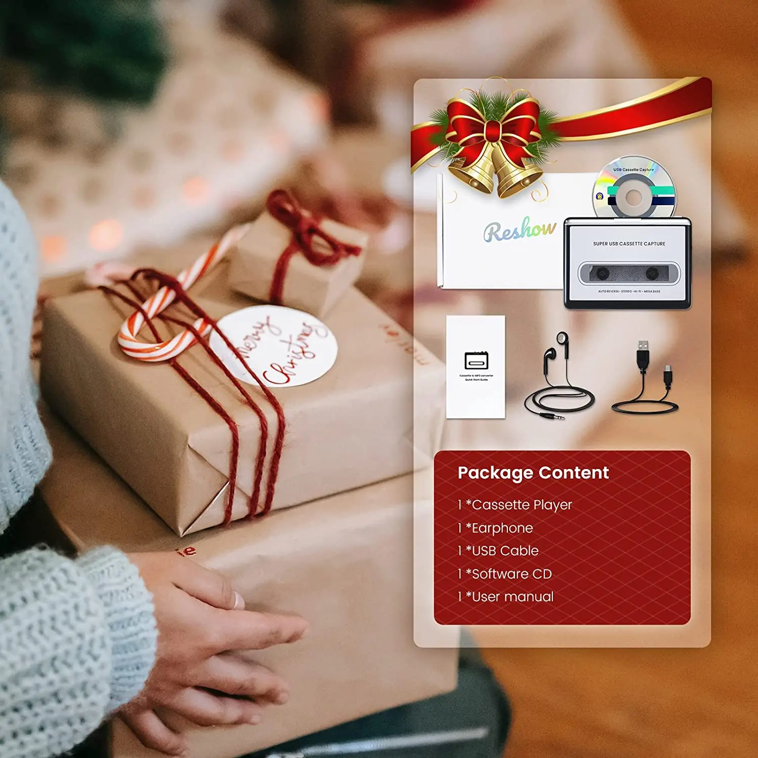 Portable Walkman Auto Reverse Cassette Player With Earphone,Tape