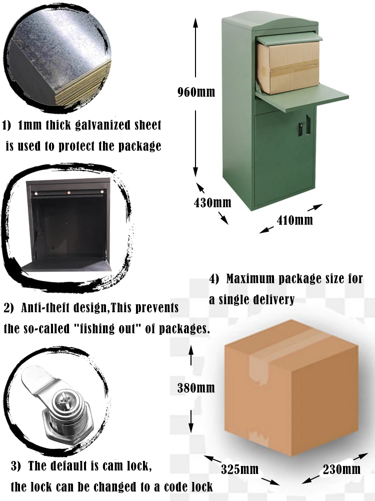 Smart Metal Outdoor Logistic Parcel Locker Post Application Mailbox and Parcel Drop Box