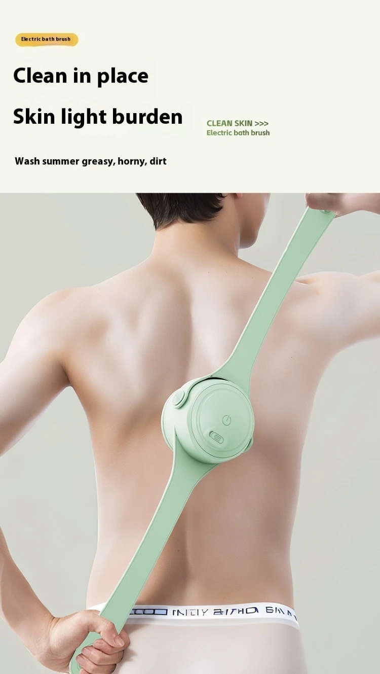 New Arrivals Silicone Scrubber Soft Rechargeable Shower Brush Long Handheld Electric Body Scrub