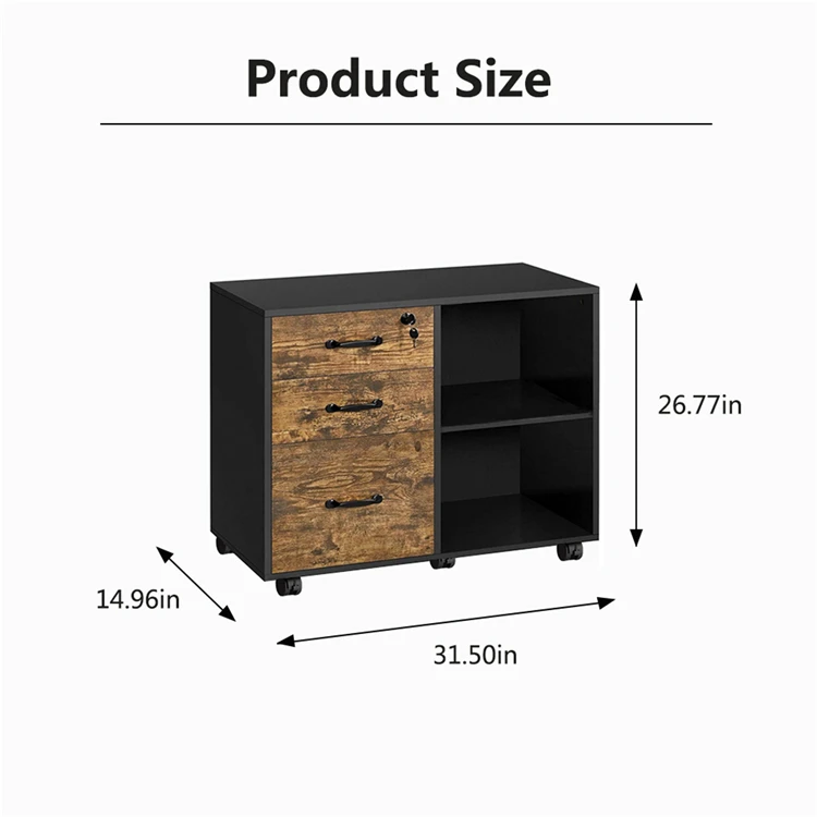 YQ навсегда 3 ящиками мобильный шкаф для документов с замком хранения юридические услуги/вставкой и принтом в виде надписей Размер офисные