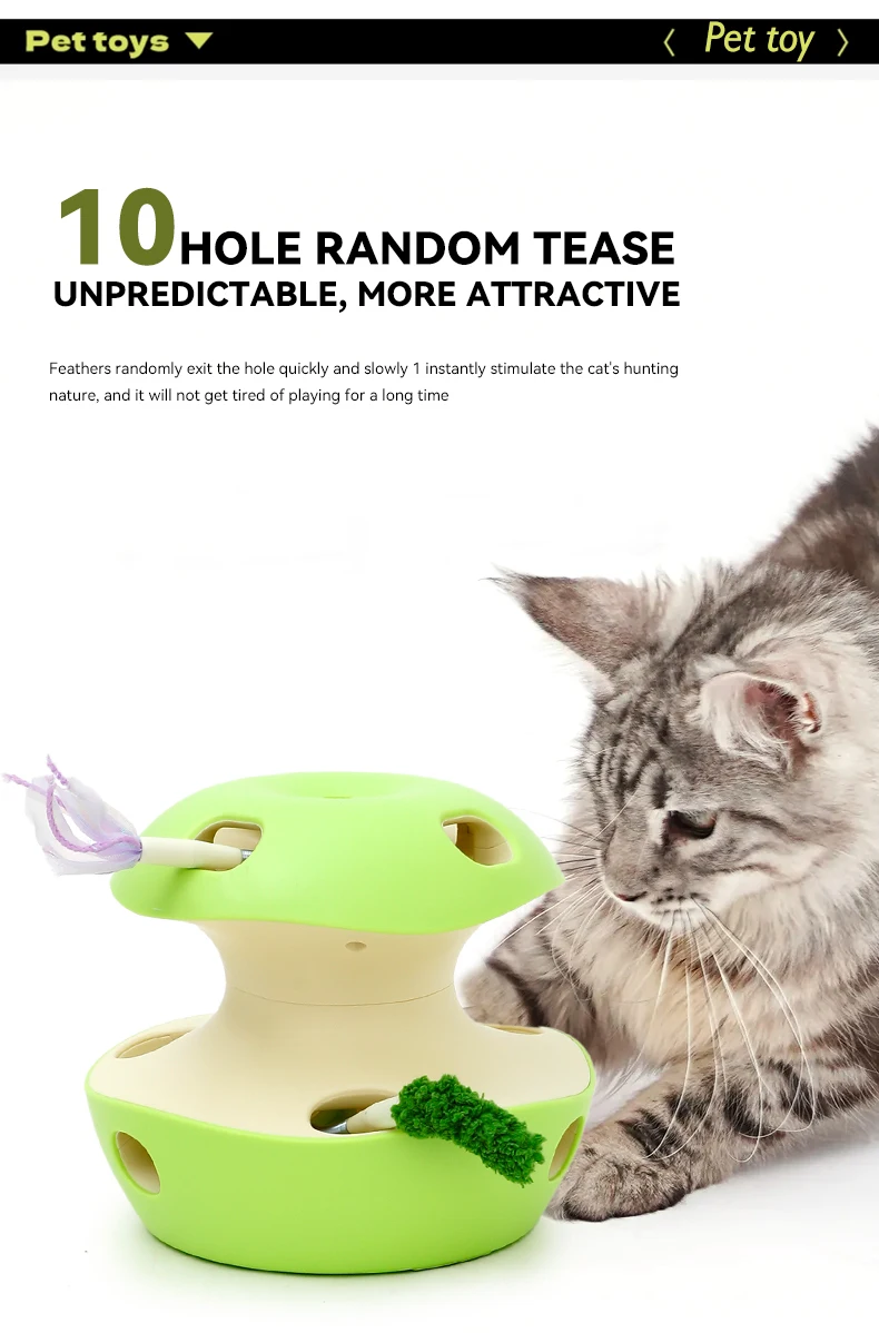 New Cat Electric Toy apple Shape butterfly Caterpillars on the Upper and Lower Layers Can Be Selected to Tease the Cat Stick manufacture