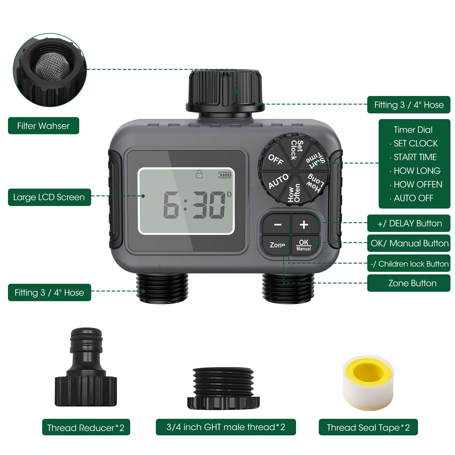 automatic rain delay 7 days dual value water valve irrigation home use intelligent outdoor sprinkler water time-2