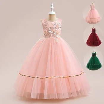 Girls Pageant Evening Party Long Dress Elegant Frock Girls Kids Wedding Gown dresses for kids girls for 9 to 12