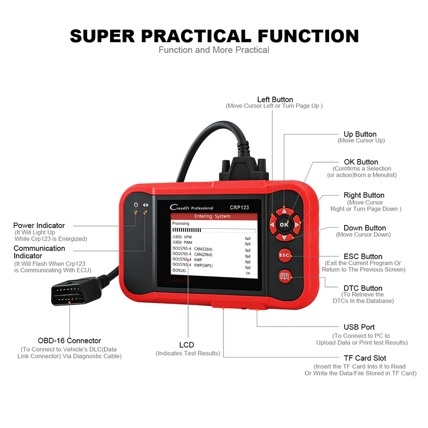 Support Large Extension Memory Card Launch CRP123 Diagnostic Scanner for Japanese Car Scan Auto Diagnostic Tools