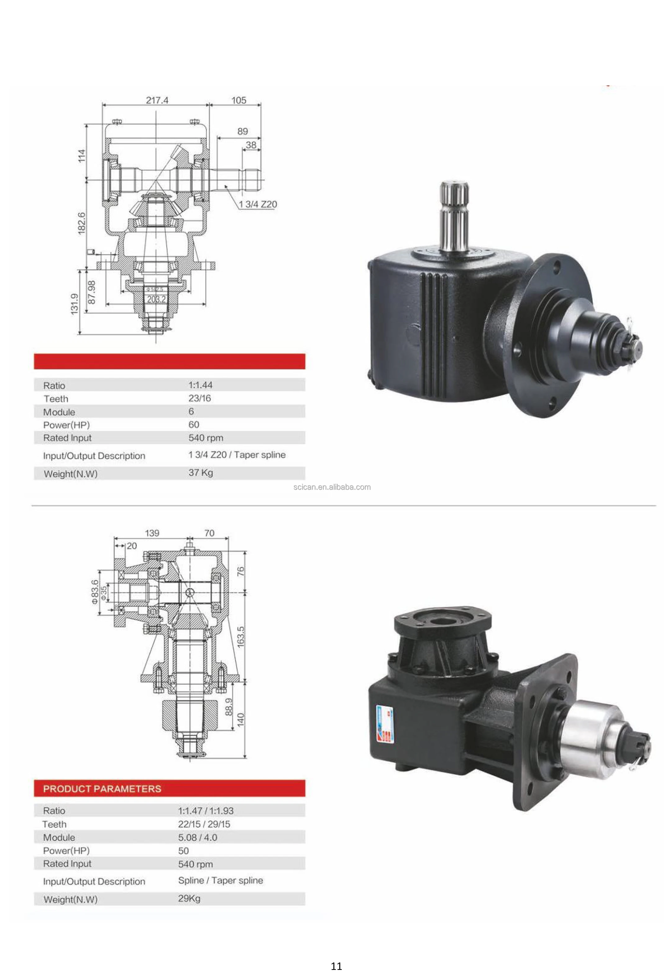 90 Degree Farm Right Aggle Mower Tractor Pot Gearbox Transmission