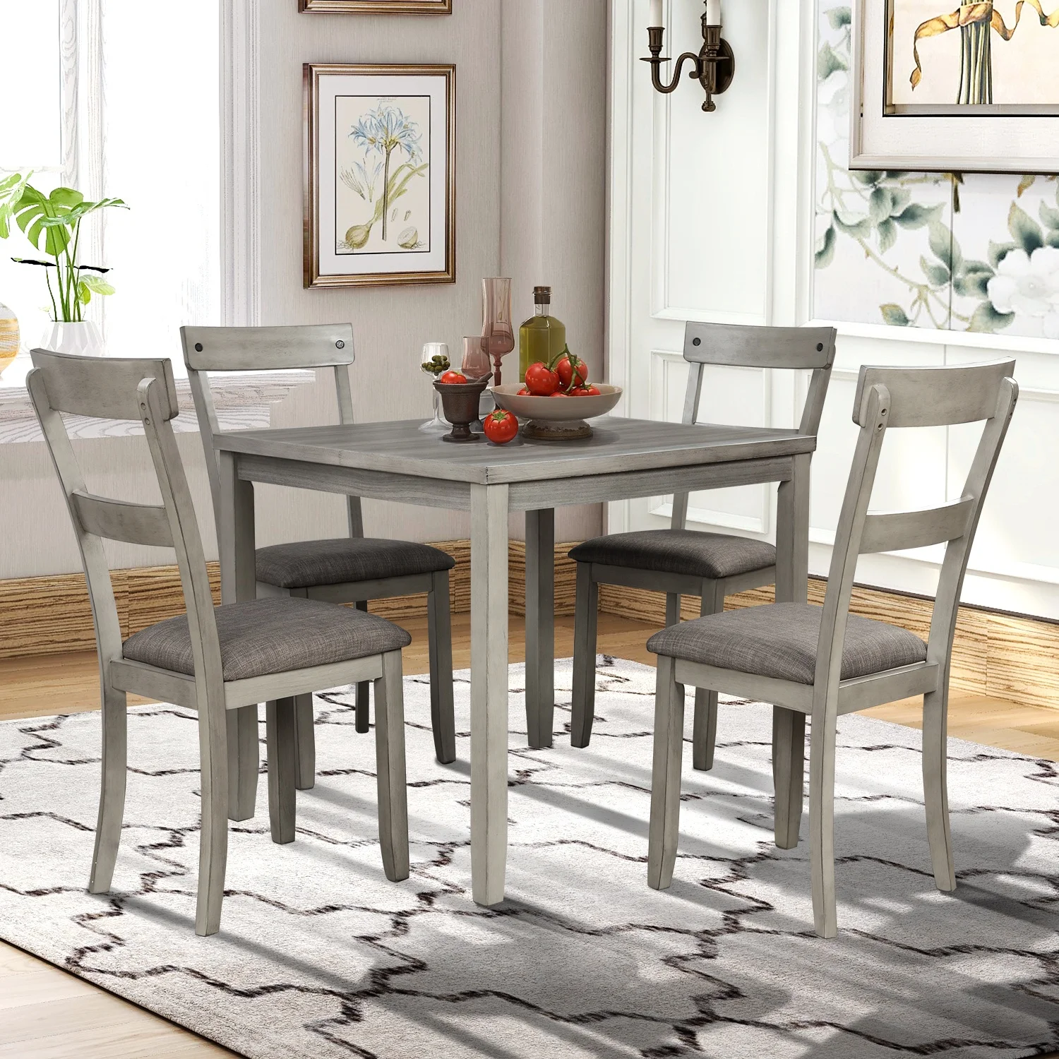 weathered gray dining table set