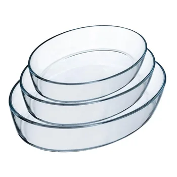 1500ml microwave safe borosilicate oval glass baking pan bakeware bowl transparent glass pan 1500