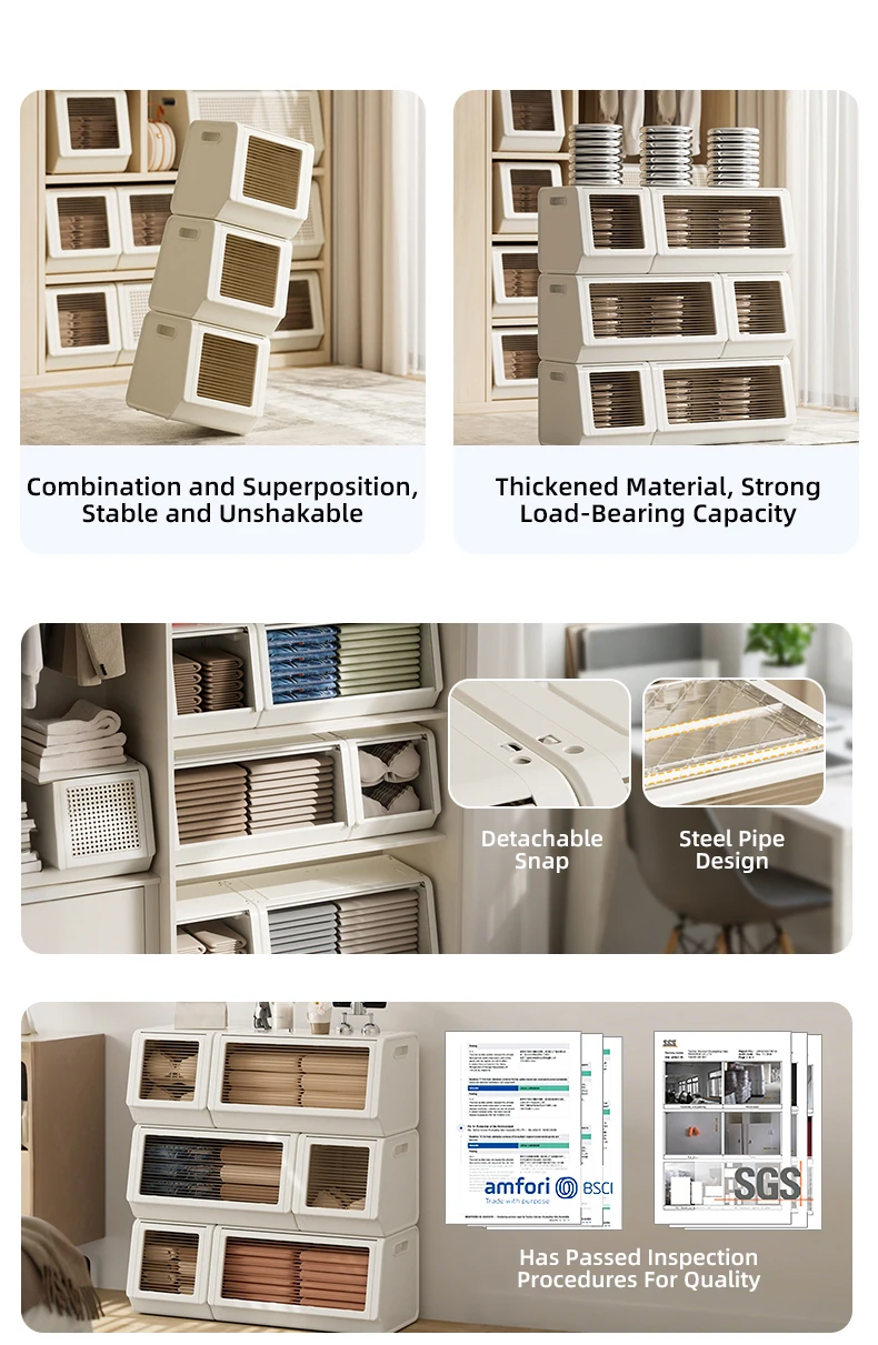 product wanuo bedroom closet organizer stackable bedding storage bin home sloped opening storage bin-3