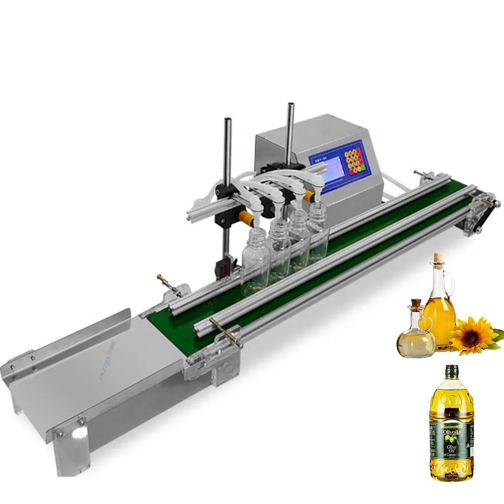 Wholesale Price Small Scale 4 Nozzles Automatic Liquid Filling Machine with Conveyor Belts Easy Operation Bottle Filling Machine