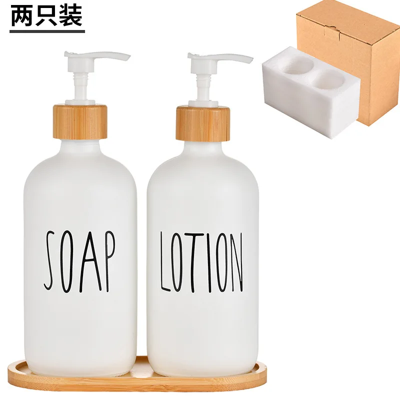 product 500ml black and white hand sanitizer glass bottle body wash dispenser bottle press dispenser empty bottle-59