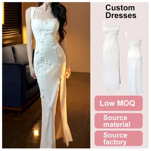 Custom Summer Sleeveless Dresses for Women Wholesale Custom Elegant Sexy Casual Maxi Bodycon Party Ladies White Dress Clothing
