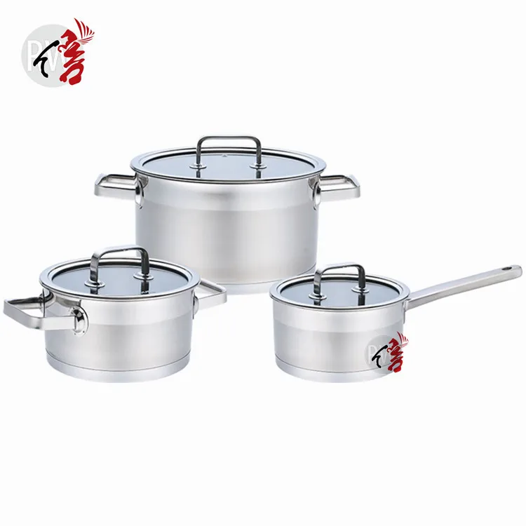 Realwin Rose Gold Color Handle Straight Shape Stainless Steel Cookware Cooking Pots And Pans Set