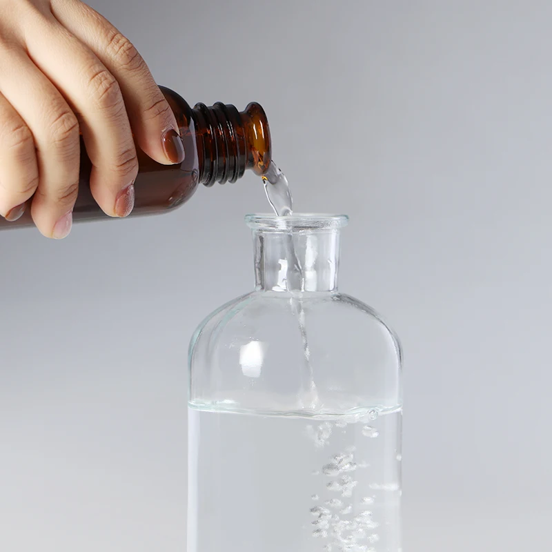 125 ml 500 ml 1 Liter Transparent Empty Round Shape Wide Mouth Fragrance Aroma Reed Diffuser Bottle with Wooden Lid
