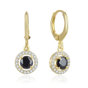 925 Sterling Silver Aretes Fashionable Drop Huggie Earrings for Women with Gold Plating and Zircon Stones Trendy Jewelry