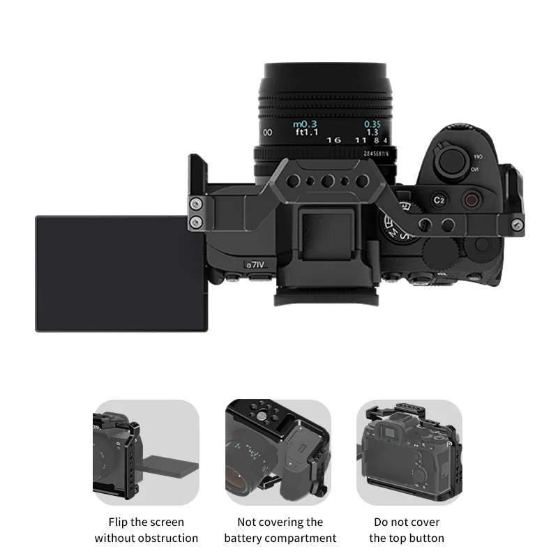 CNC Aluminum Camera Cage for Sony A7 IV/A7 III/A7 II/A7R III/A7R II/A7R V Camera Extension Frame Cold Shoe Video Rig manufacture