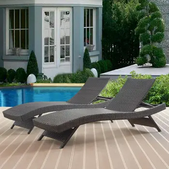 HomeCome Factory Outdoor Wicker Reclining Lounge Patio Rattan Chaise Lounge Lawn Sunbathing Chairs Pool Sun Lounger Beach Chair