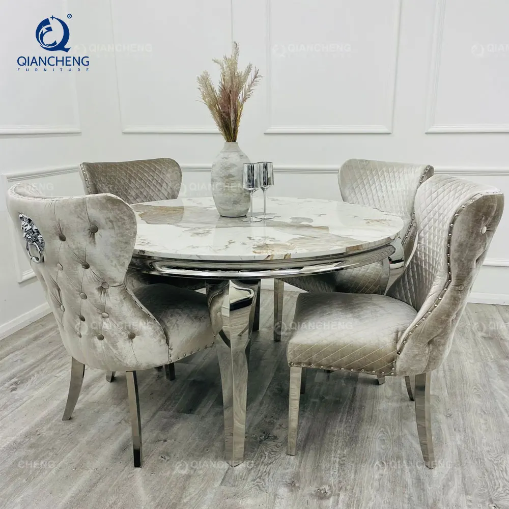Dining Room Furniture Set Marble Top Modern Round Louis Dining Table