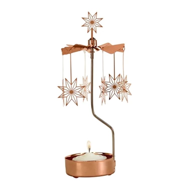 中国工厂定制玫瑰金花心旋转烛台金属茶灯旋转旋转转盘烛台 - buy