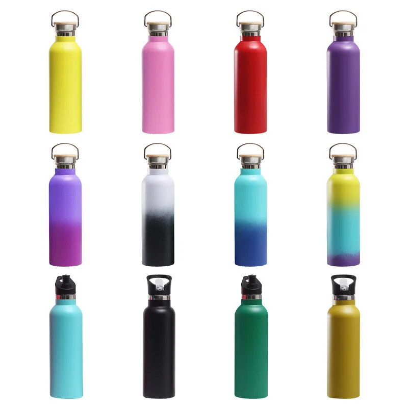 350ml 500ml 1000ml Water Bottle with Straw Lid Vacuum Insulated Stainless Steel Thermo Flask for Sports Cycling Hiking School
