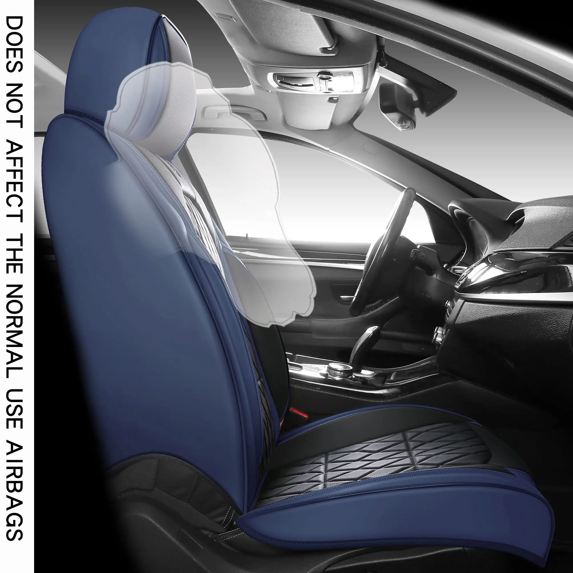 5pcs Car Seat Covers Full Set With Waterproof Leather,Airbag Compatible