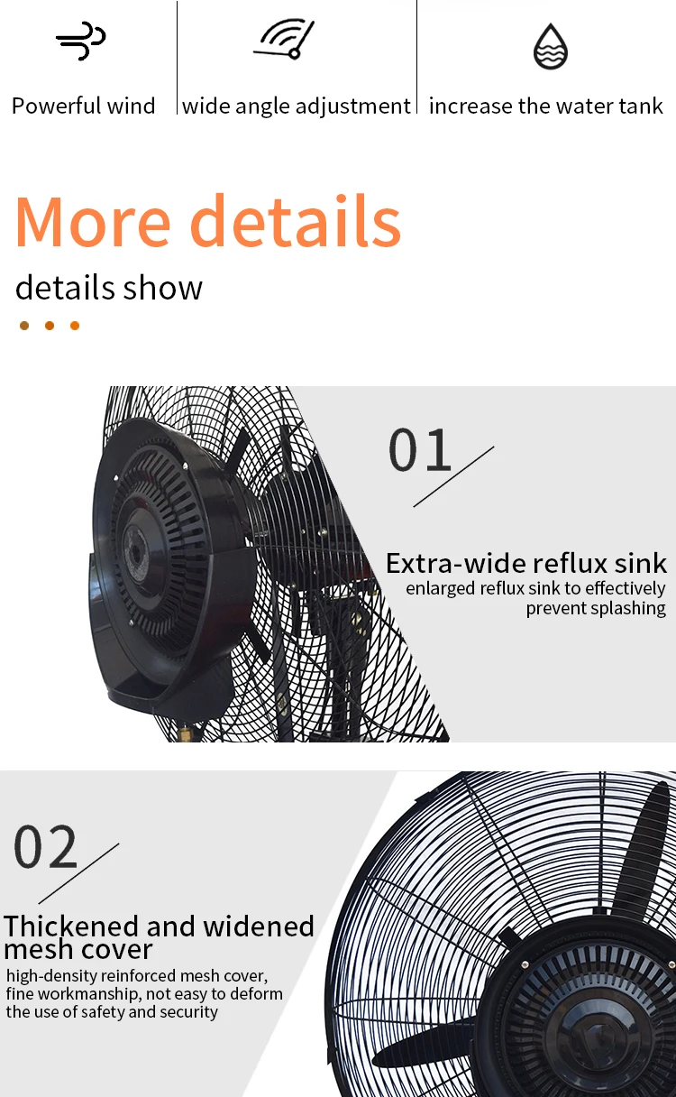 Mounted Water Spray Fan, 26", Wall - detail 4