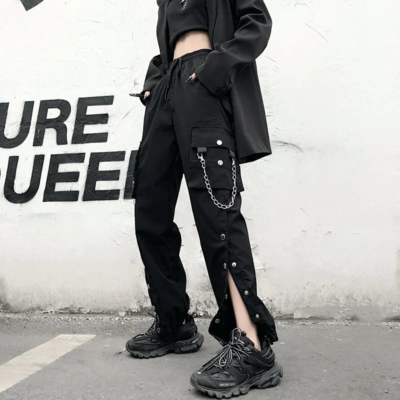 Pantalones Cargo Góticos Negros Para Mujer,Estilo Gótico,Emo,De Cintura  Alta,Harajuku,Grunge Oscuro - Buy Pantalones De Harén,Plus Tamaño Pantalones ,Pantalones De Las Mujeres Product on Alibaba.com