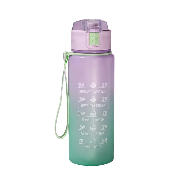 Hot sale Gradient Colors Large capacity Bottle With Straw Directly drinking leak-proof water bottle outdoor bottle