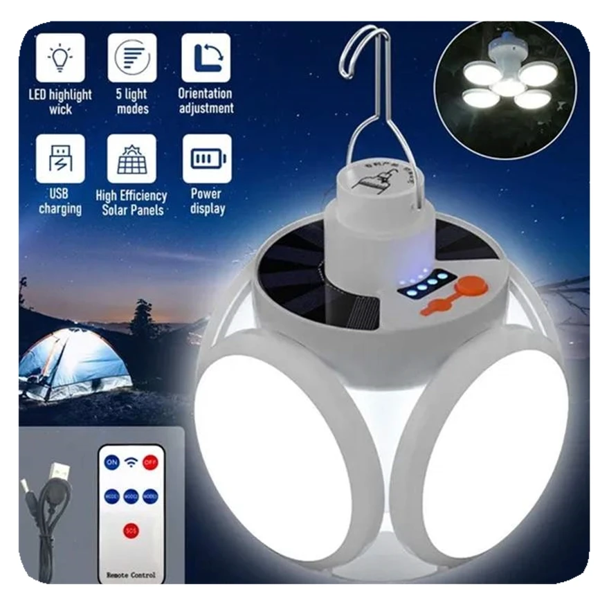 Home Remodeling Custom BAHE Energy Saving Multifunction Solar Camping Lantern Portable Foldable UFO Ball Bulb LED Light for Night Market