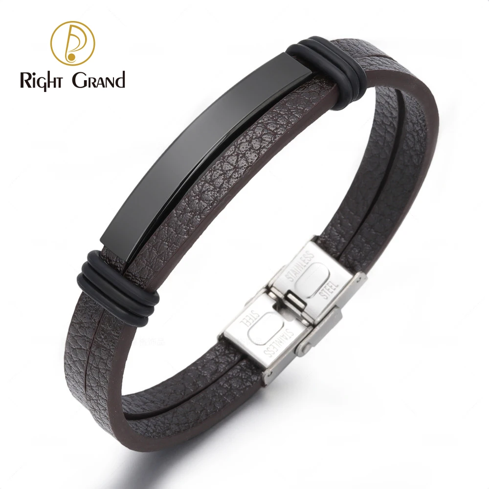 Bracciale Da Uomo Semplice In Pelle Incrociata Vintage In Acciaio Inossidabile Intrecciato Blu Nero Polsino Amuleto Gioielli Fatti A Mano Di Preghiera Cristiana - Foto 2