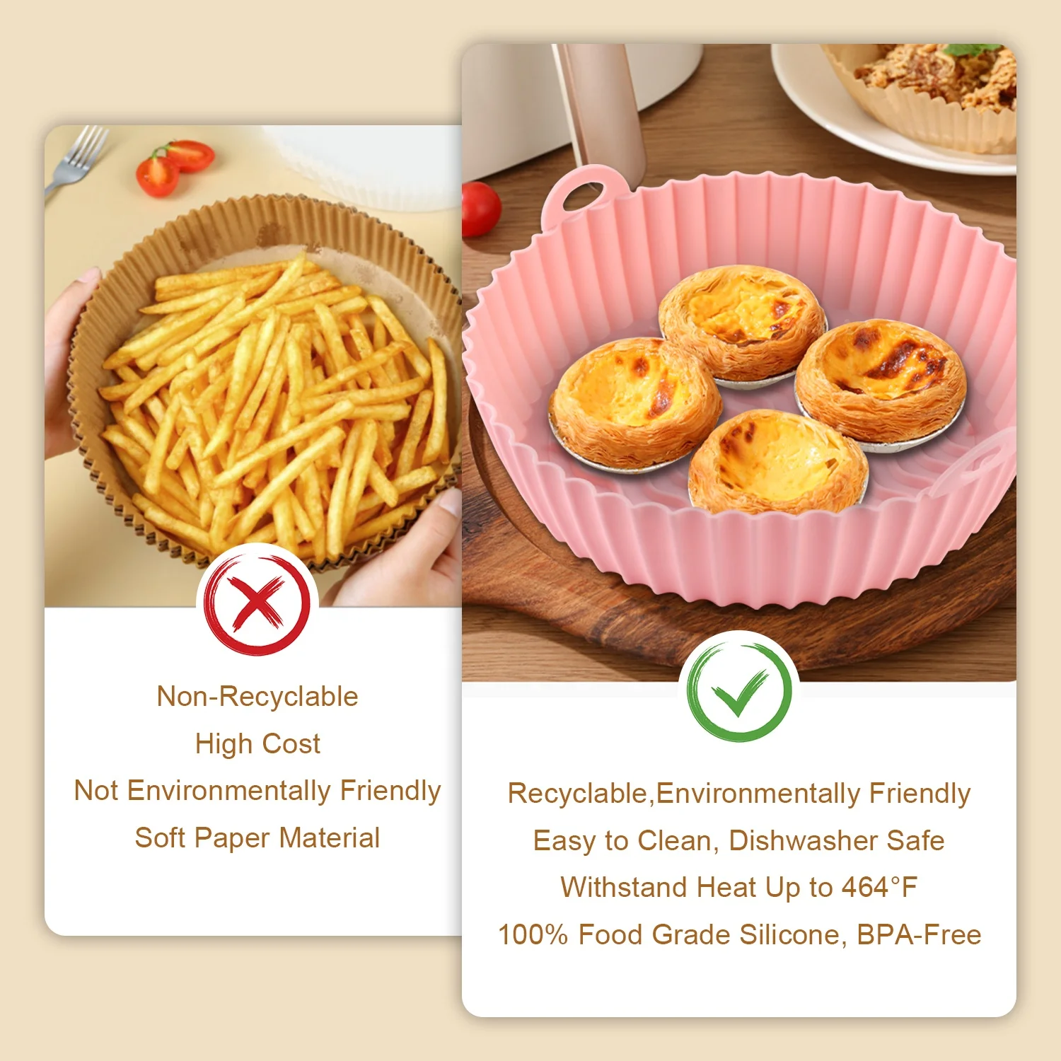 Reusable Nonstick Air Fryer Silicone Pot Compatible With Air Fryer