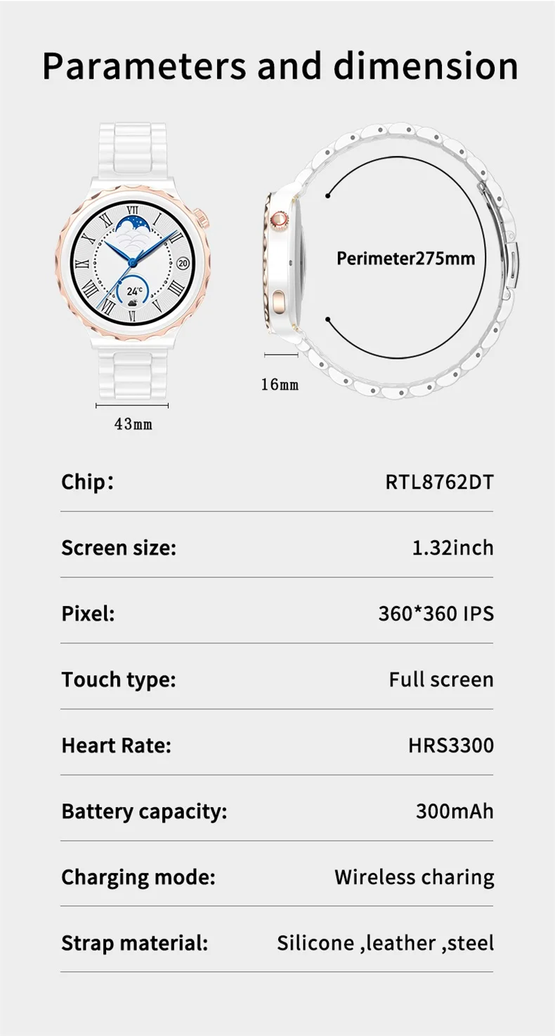 Hot Sale BT Call Watch D3 Pro Reloj Smart Watch Lady 1.32 inch 360x360 Full Screen Touch Women IP68 Waterproof Smartwatch D3 Pro (20).JPG