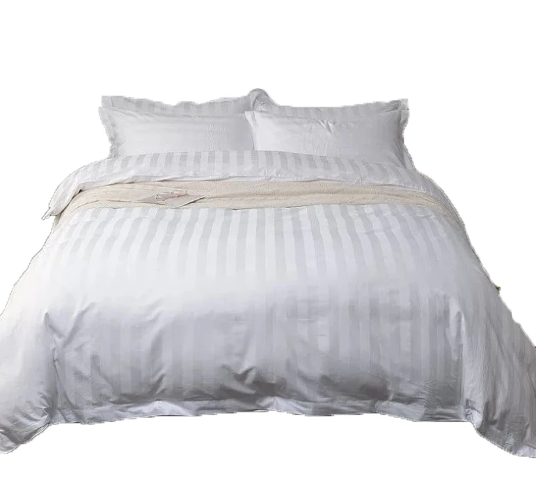 Best Sale 100% Cotton Double Bed Bedding Sets White Hotel Bedsheet Duvet Cover Sets