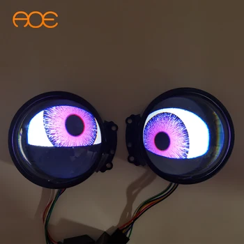 WiFi Controlled LED Headlight Projector Lens Eye Blinking Modification Eye Light Projector for Cars