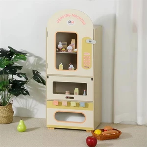 Wooden Vending Machine for Purchasing Beverages  Educational Pretend Shop Gift Kitchen Toys for Boys Girls