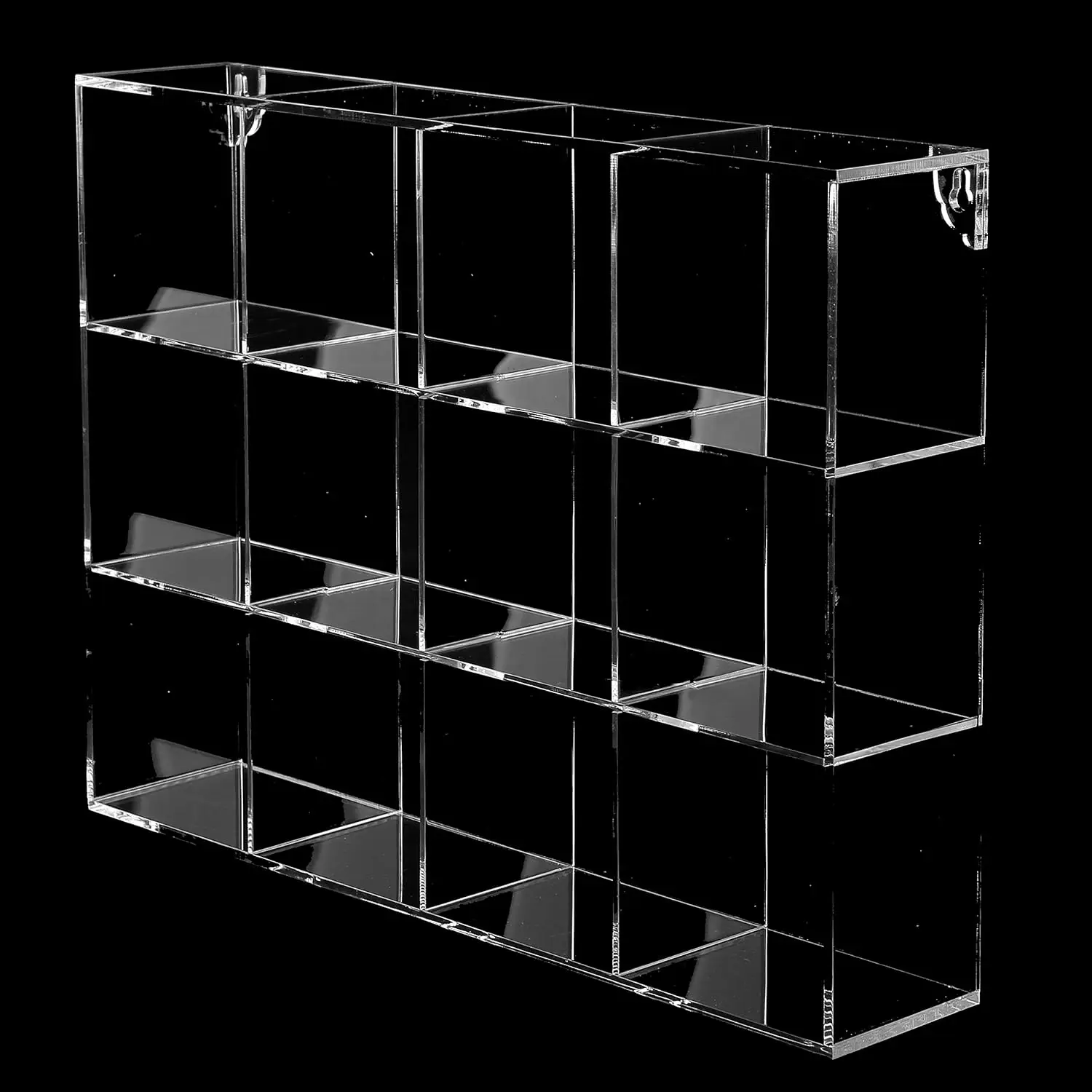 Wall Mounted Clear Acrylic 12 Compartment Showcase Mini Toy Crystal Shadow Box for Displaying Collectible Figures