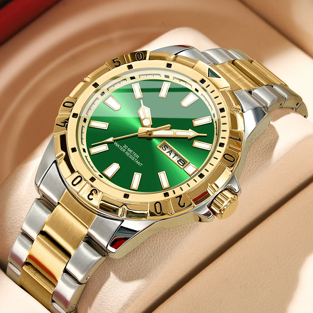 Ultra High Quality Men's Quartz Watch with Date Stainless Steel Strap and Customizable logo