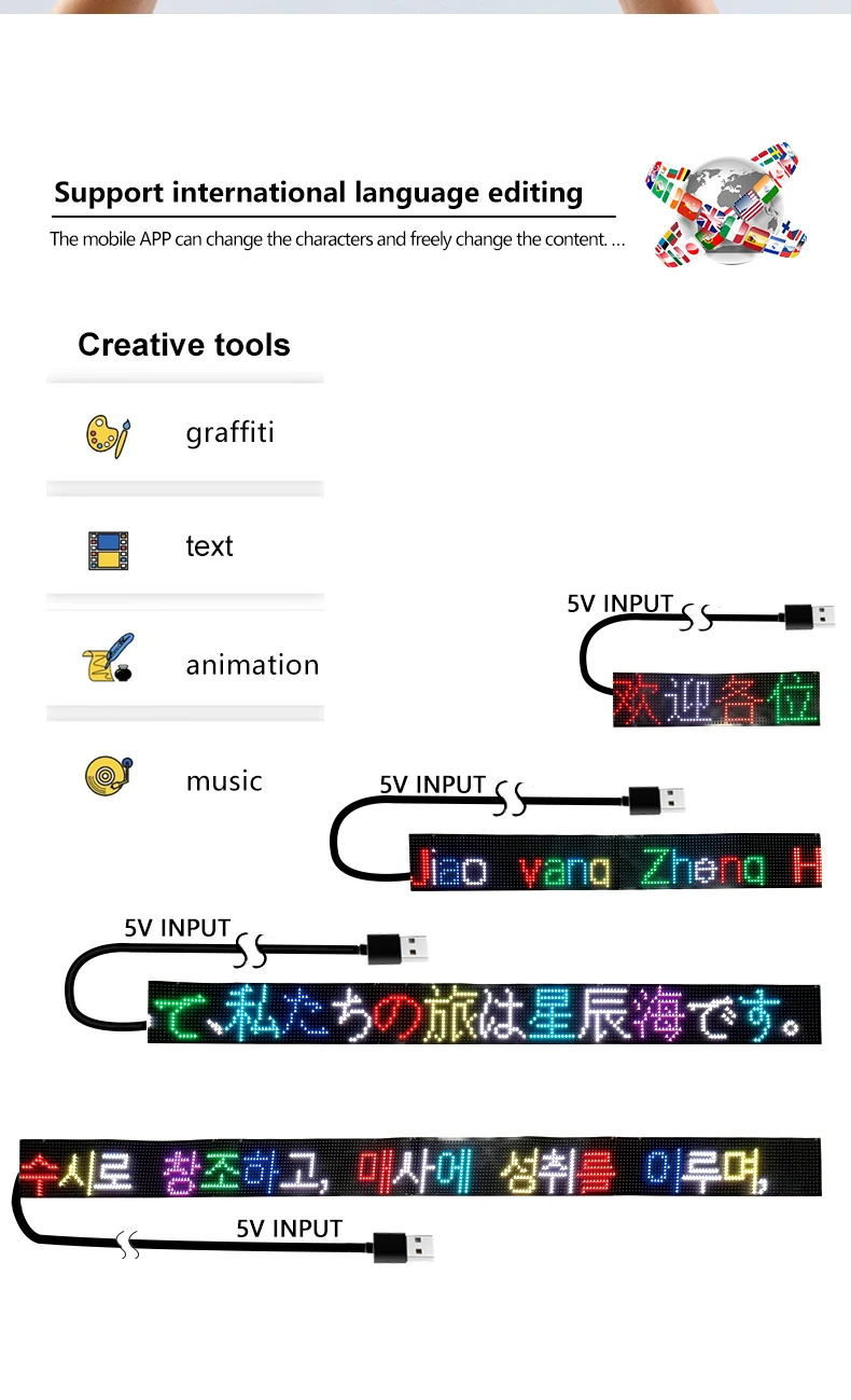 Smart App Control Flexible Led Screen Scrolling Message Pattern