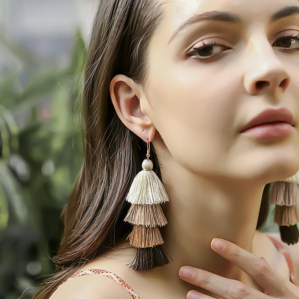 cotton tassel earrings