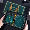 Taza termostática verde + caja de regalo (enchufe de dos clavijas)