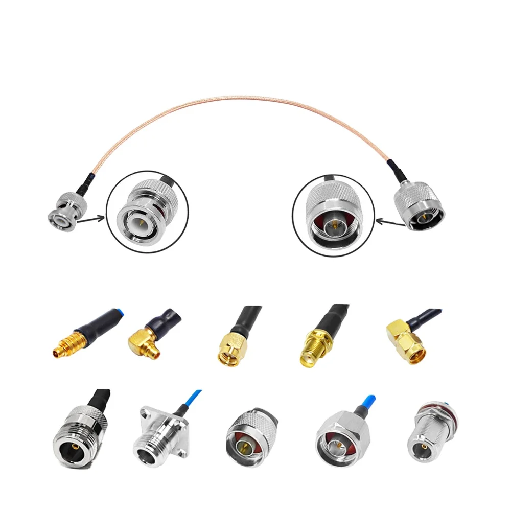 50CM Low Attenuation RF Cable BNC MALE Plug to Sma/UHF/TNC/N Male RG316 RG178 RF Antenna Coaxial Cable