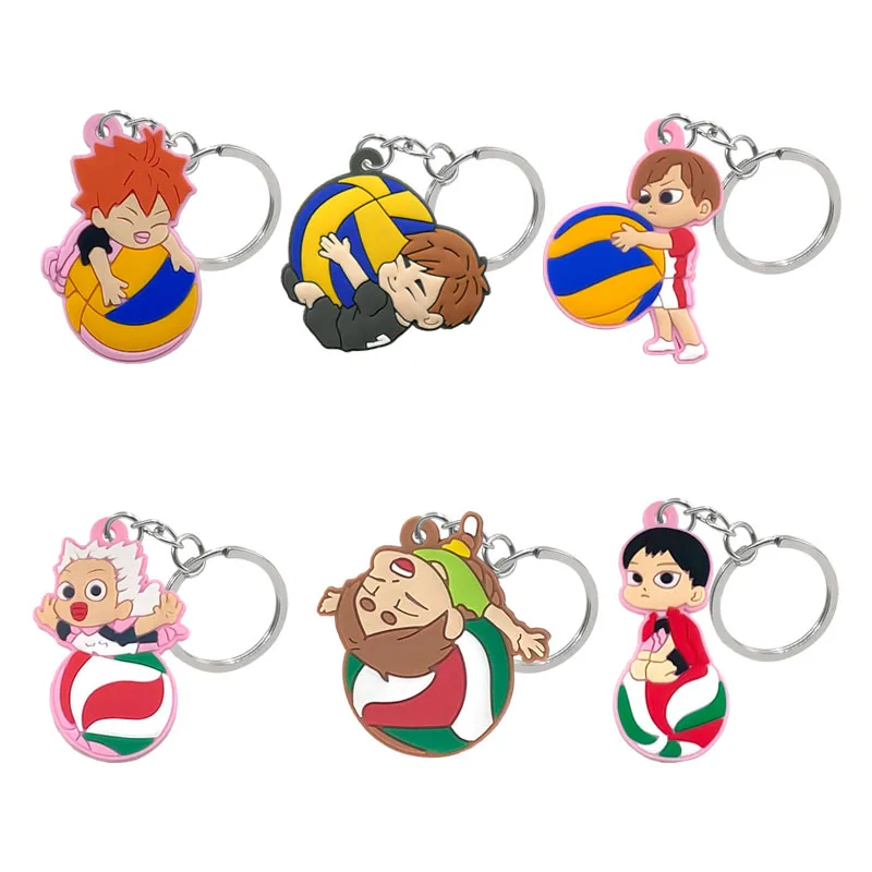 Cute Anime Haikyuu!! Keychain Cartoon Volleyball Boy Figure Key Chain Ring  For Men Accessories Bag Pendant Acrylic Keyring Gifts