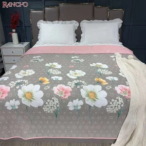 Flower Printing king Size Microfiber Embroidery Quilt Hotel Microfiber Quilted Bedspreads Manufacturers