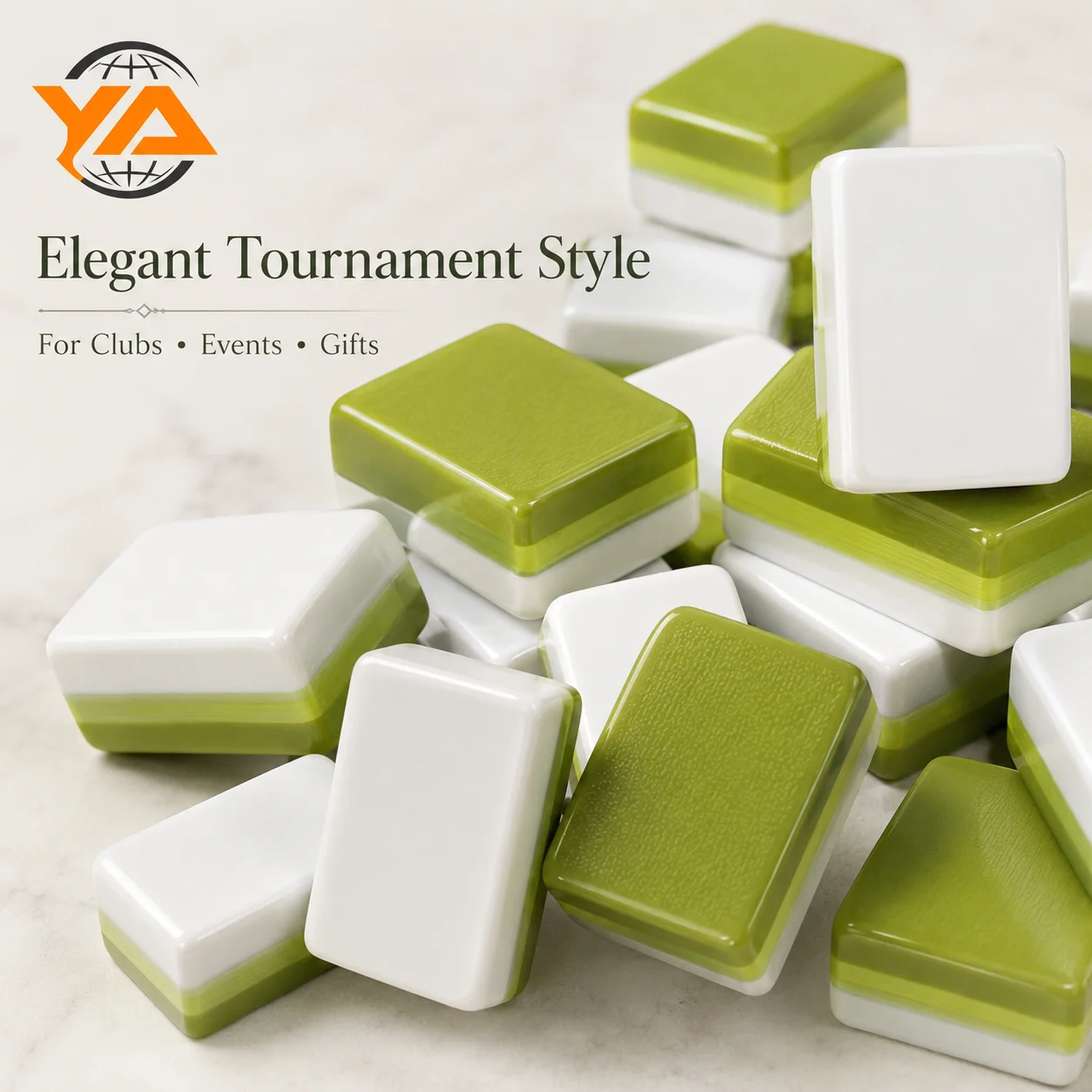 Custom Light Green American Mahjong , 4-Layer Dark Luxury Acrylic Tiles for Modern Game Nights